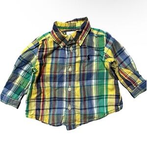 Baby Boy Ralph Lauren Plaid Button Down Shirt Size 3-6 Months